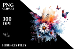 Watercolor Colorful Painting Butterfly Silhouettes PNG Product Image 2