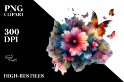 Colorful Butterflies with Spring Flowers PNG Product Image 2