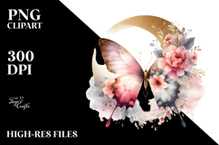 Watercolor Boho Butterfly with Gold Foil PNG Product Image 2