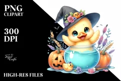 Cute Baby Duck Popping Out from Witch Potion PNG Product Image 3