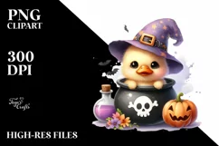 Cute Baby Duck Popping Out from Witch Potion PNG Product Image 1