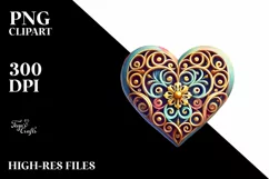 Colorful Heart on Wood PNG Product Image 2