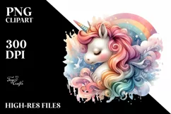 Baby Unicorn with Abstract Background PNG Product Image 3