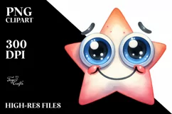 Funny Expressive Star with Happy Goofy Smile PNG Product Image 1