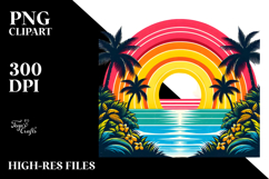 Retro Tropical Rainbow Sunset, PNG Product Image 2