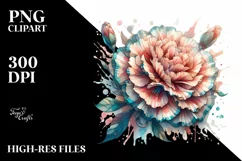 Wooden Stained Carnation Watercolor Splash PNG Product Image 1