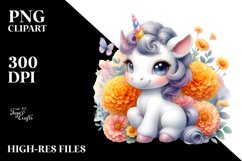 Pastel Baby Unicorn with Marigold | Sublimation | Clipart Product Image 1