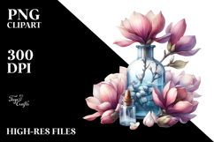 Bottle with Magnolia Flowers Clipart Product Image 2