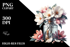 Bottle with Magnolia Flowers Clipart Product Image 2