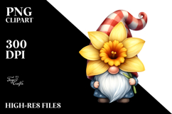 Happy Gnome with Daffodil, PNG Product Image 2