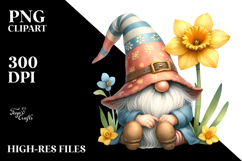 Cute GNOME with Daffodil PNG Product Image 2