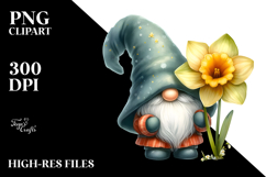 Happy Gnome with Daffodil, PNG Product Image 2