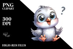 Funny Excited Caricature-like Dove Baby Clipart Product Image 1