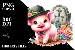 Cute Baby Pig with Grave | Clipart Product Image 3