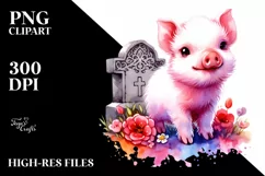 Cute Baby Pig in Style | Clipart Product Image 3