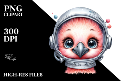 Baby Flamingo with Astronaut Helmet, PNG Product Image 2