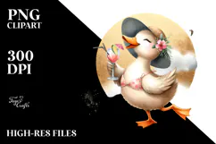 Happy Duck Drinking Cocktail PNG Product Image 2