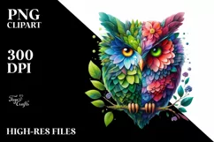 Abstract Vibrant Owl Made of , PNG Product Image 3