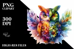 Abstract Vibrant Owl Made of , PNG Product Image 3