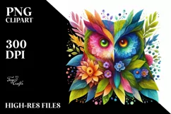 Abstract Vibrant Owl Made of , PNG Product Image 3