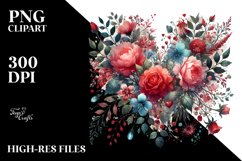 Colorful Watercolor Red Hearth PNG Product Image 2