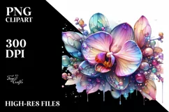 Glossy Orchid Watercolor Splash PNG Product Image 1