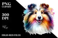 Colorful Cute Shetland Sheepdog | Sublimation | Clipart Product Image 1
