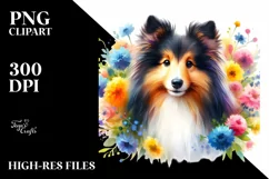 Colorful Cute Shetland Sheepdog Sticker | Clipart Product Image 1