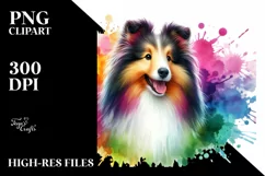 Colorful Cute Shetland Sheepdiog Sticker | Clipart Product Image 1