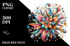 Colorful Wimsicall Flower | Colorful Whimsical Clipart Product Image 1