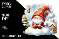 Retro Santa with Gnomes PNG Product Image 1