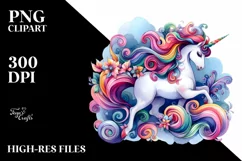 Vibrant Watercolor Baby Unicorn | Clipart Product Image 1