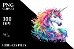 Vibrant Watercolor Baby Unicorn | Clipart Product Image 1