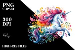 Vibrant Watercolor Baby Unicorn | Clipart Product Image 1