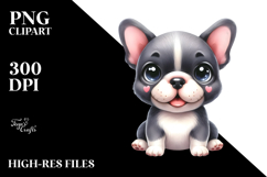 Cute Cartoon French Bulldog with Big Eyes PNG Product Image 2