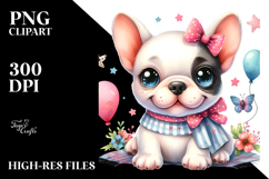 Cute Cartoon French Bulldog with Big Eyes PNG Product Image 2