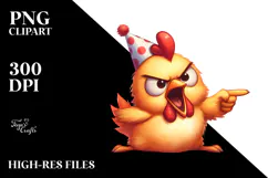 Playful Chicken Wearing Party Hat, Digital Painting Product Image 2