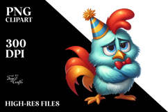Playful Chicken Wearing Party Hat, Digital Painting Product Image 2
