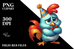 Playful Chicken Wearing Party Hat, Digital Painting Product Image 2