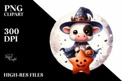 Cute Baby Cow on Star PNG Product Image 1