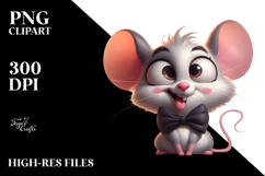 Exaggerated Cartoon Mouse with Bow Tie PNG Product Image 2