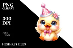 Cute Baby Duck with Party Hat PNG Product Image 2