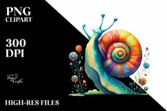 Colorful Watercolor Whimsical Snail Clipart Product Image 3