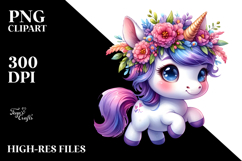 Cute Baby Unicorn Playing PNG Product Image 2