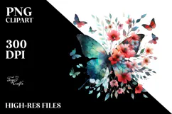 Vintage Butterfly Silhouettes, Pastel PNG Product Image 2