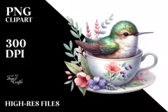 Baby Hummingbird Teacup Sublimation Clipart Product Image 3