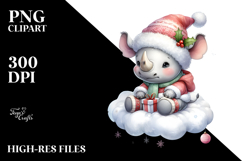 Santa Rhino on Cloud PNG Product Image 2