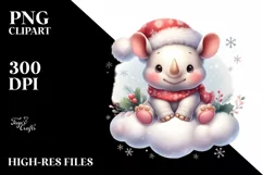 Santa Rhino on Cloud PNG Product Image 3