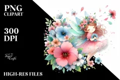 Cute Fairy Tumbling Petals | Sublimation | Clipart Product Image 1
