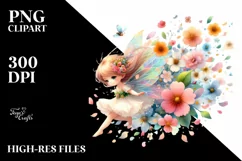 Cute Fairy Tumbling Petals | Sublimation | Clipart Product Image 3